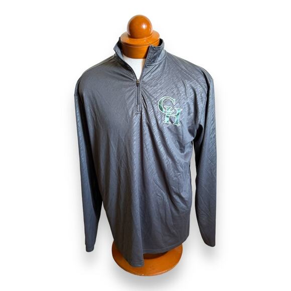 Badger Sport Mens Pullover Sz XL Gray Collins Hill High Green Logo Lightweight - Picture 2 of 7